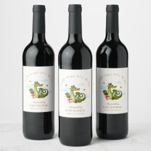 Etiqueta Para Botella De Vino Ducha de Bebé Nube Estrella Dragón Pequeño Mítico