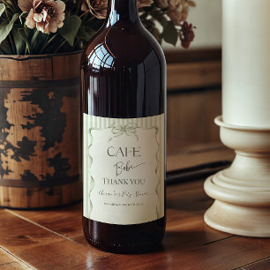 Etiqueta Para Botella De Vino Ducha de Bebé Retro Neutral Arco Café Bebe Café