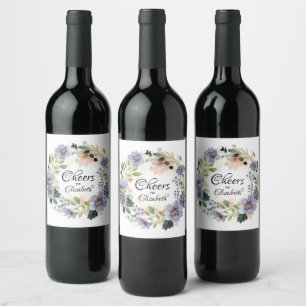 Etiqueta Para Botella De Vino Ducha de Novia Corona Floral