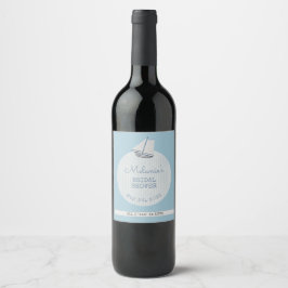 Etiqueta Para Botella De Vino Ducha de Novia Costera con Raya de Barco 