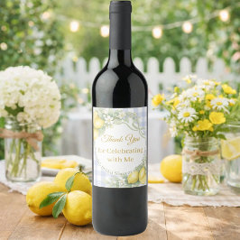 Etiqueta Para Botella De Vino Ducha de novia de cuadros azules de limones Gracia