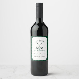 Etiqueta Para Botella De Vino Ducha de Novia de Golf de Gingham Verde