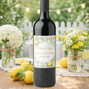 Etiqueta Para Botella De Vino Ducha de novia de limones sage gingham Gracias