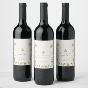 Etiqueta Para Botella De Vino Ducha de novia de pera floral perfecta