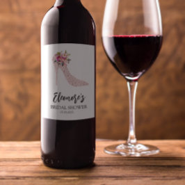 Etiqueta Para Botella De Vino Ducha de novia de tacones altos rosados