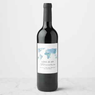 Etiqueta Para Botella De Vino Ducha de Novia de Viaje El Amor Es Una Aventura