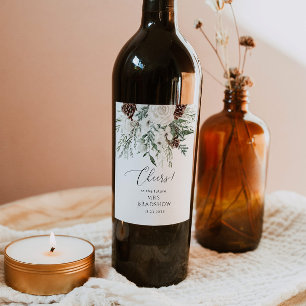 Etiqueta Para Botella De Vino Ducha de novia elegante en invierno de estilo ever