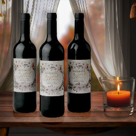 Etiqueta Para Botella De Vino Ducha de Novia Floral Boho Silenciada de Otoño