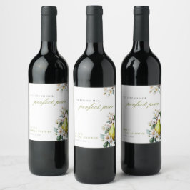 Etiqueta Para Botella De Vino Ducha de Novia Floral Perfecta Pera