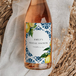 Etiqueta Para Botella De Vino Ducha de Novia Italiana Positano de Limón