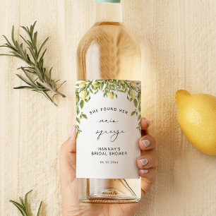 Etiqueta Para Botella De Vino Ducha de Novia Mediterránea Sorrento Limón Amarill