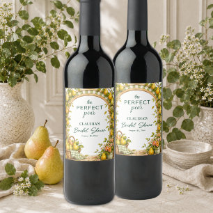 Etiqueta Para Botella De Vino Ducha de Novia Perfecta de Cuadros Verdes Peral