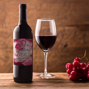 Etiqueta Para Botella De Vino Ducha de novia personalizada rosa y blanca