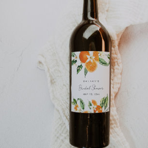 Etiqueta Para Botella De Vino Ducha De Novias Temática De Citrus