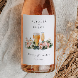 Etiqueta Para Botella De Vino Ducha de parejas Burbujas y Cervezas