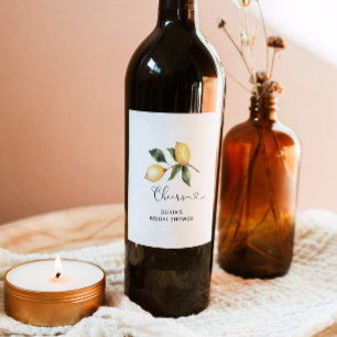 Etiqueta Para Botella De Vino Ducha minimalista de limón