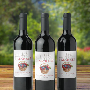 Etiqueta Para Botella De Vino Ducha nupcial de Berries, color de agua fresco fue