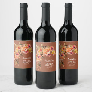Etiqueta Para Botella De Vino Ducha nupcial floral elegante
