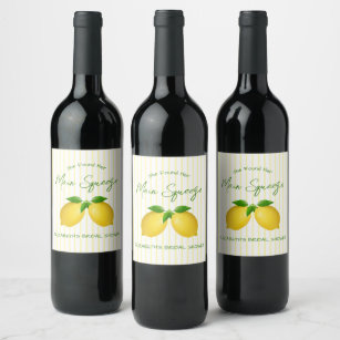 Etiqueta Para Botella De Vino Ducha principal de brigada con limón
