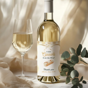 Etiqueta Para Botella De Vino Dulce Cannoli Neutral Beige Baby Shower Italiano