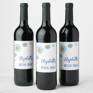 Etiqueta Para Botella De Vino Dulce de Despedida Floral de Margaritas Azules