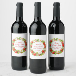 Etiqueta Para Botella De Vino Dulce de Frutas Baby Shower Fresa Bebé Niña Niño