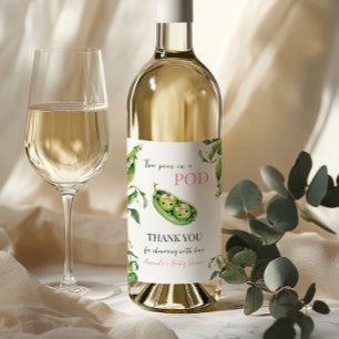 Etiqueta Para Botella De Vino Dulce Dos Guisantes en una Vaina Niña Rosa Gemelas