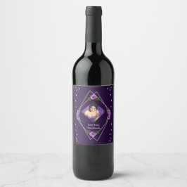 Etiqueta Para Botella De Vino Dulce geométrico morado Rosa plateado 16