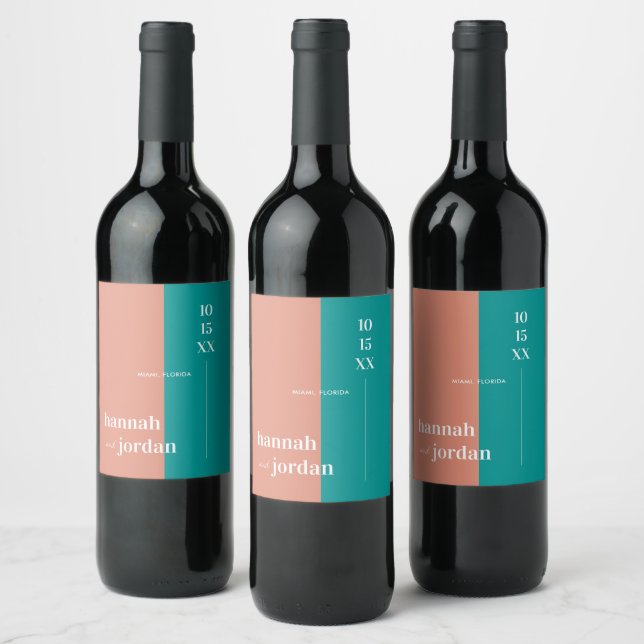 Etiqueta Para Botella De Vino Dunas playeras modernas | Boda personalizado (Botellas)