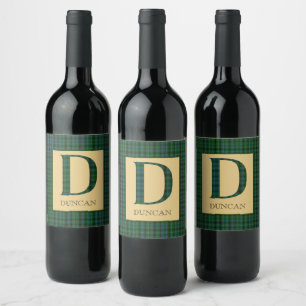 Etiqueta Para Botella De Vino Duncan Tartan Monogram D