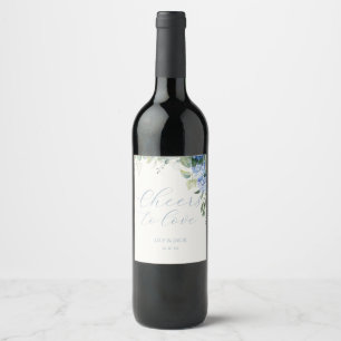 Etiqueta Para Botella De Vino Dusty Blue & Ivory Floral Hydrangea Event Boda