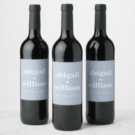 Etiqueta Para Botella De Vino Dusty Blue Modern Minimalista Boda simple