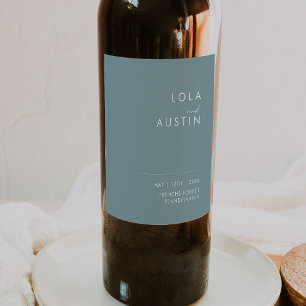 Etiqueta Para Botella De Vino Dusty Boho Etiqueta de Boda azul
