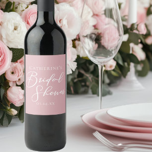 Etiqueta Para Botella De Vino Dusty Rose Rosa Desayuno Nupcial Personalizado