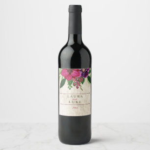 Etiqueta Para Botella De Vino Earthy, Cranberry-Plum Floral