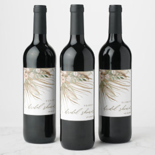 Etiqueta Para Botella De Vino Earthy Dried Pampas Boda de Floral Grass