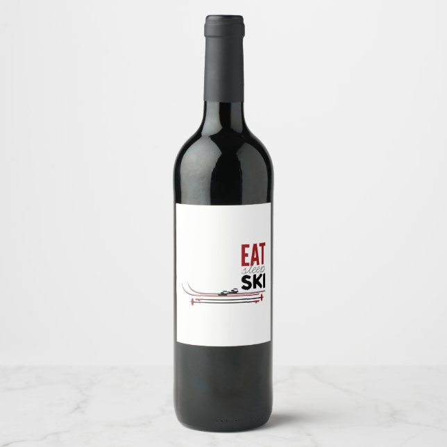 Etiqueta Para Botella De Vino Eat Sleep Ski