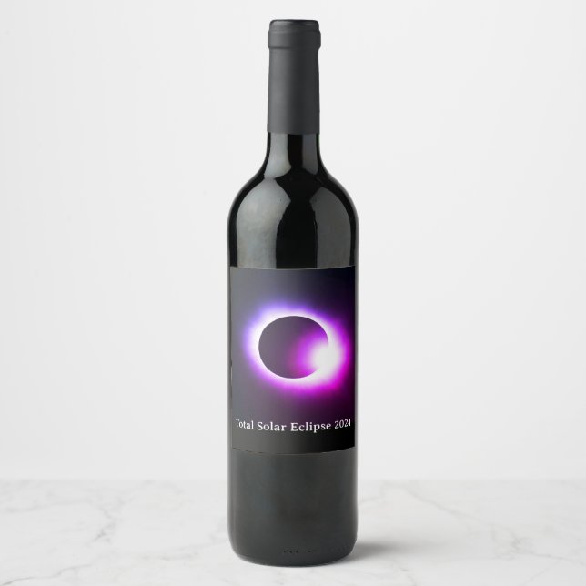 Etiqueta Para Botella De Vino Eclipse solar total 2024 (Anverso)