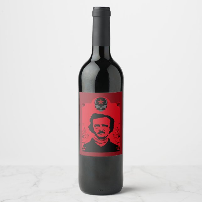 Etiqueta Para Botella De Vino Edgar Allan Poe Art Gift (Anverso)