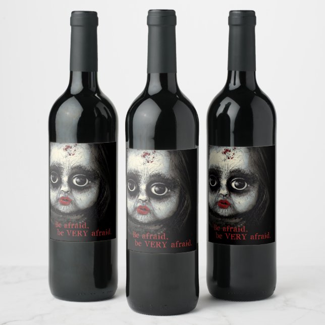 Etiqueta Para Botella De Vino Eerie Doll Be Afraid Party (Botellas)