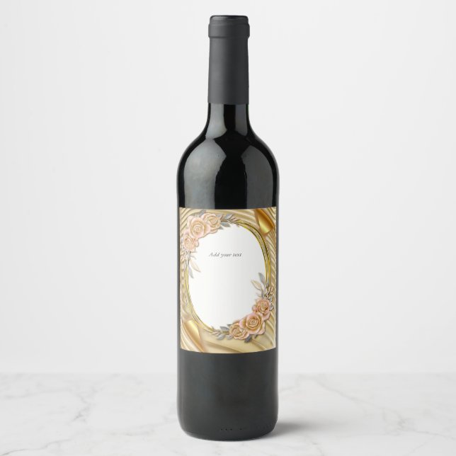 Etiqueta Para Botella De Vino Efecto ripple Gold Elegant (Anverso)