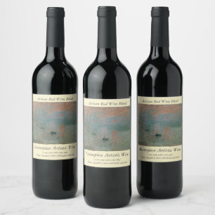 Etiqueta Para Botella De Vino El amanecer de la impresión de Claude Monet (levan