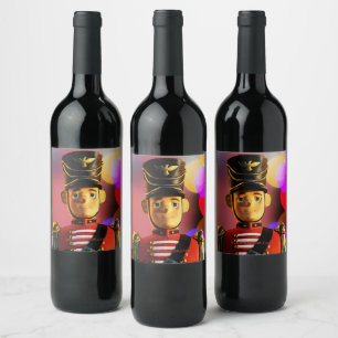 Etiqueta Para Botella De Vino El amigo soldadito de juguete clásico de Navidad d