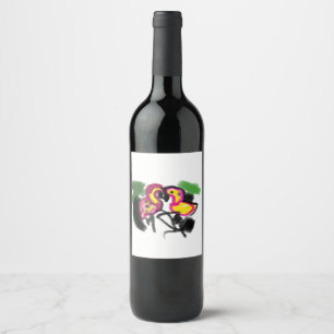 Etiqueta Para Botella De Vino El amor de Flaming