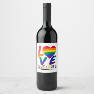 Etiqueta Para Botella De Vino El Amor es Amor – Diseño de Cepillo de Orgullo Arc