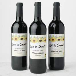 Etiqueta Para Botella De Vino El amor es dulce Boda girasoles trata la bolsa fav