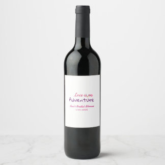 ETIQUETA PARA BOTELLA DE VINO EL AMOR ES UNA AVENTURA ROSA MORADO DESPEDIDA DE S
