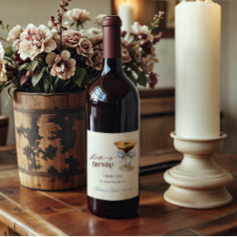 Etiqueta Para Botella De Vino El amor está en el aire Blue Bow Coffee Bridal Sho