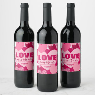 Etiqueta Para Botella De Vino El Amor Está En El Aire Corazón Rosa Nombre Person