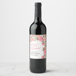 ETIQUETA PARA BOTELLA DE VINO EL AMOR ESTÁ EN LA SALA BONITO ROSAS DE PINK WILD